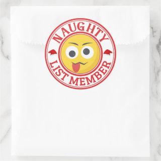 Funny Naughty List Face Christmas Classic Round Sticker