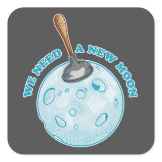 Funny new moon astronomy square sticker