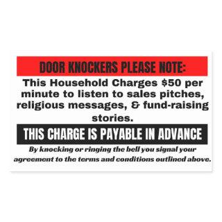 Funny No Soliciting Sign.  Door Knockers please Rectangular Sticker