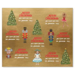 Funny Nutcracker Family of Five Gold