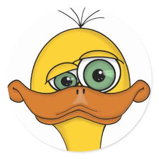 Funny Odd Duck Cartoon Classic Round Sticker
