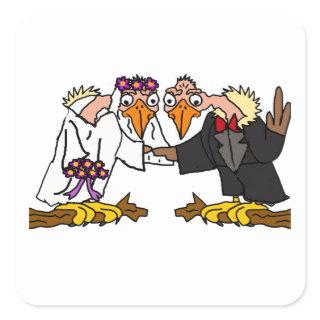 Funny Old Buzzard Wedding Cartoon Art Square Sticker