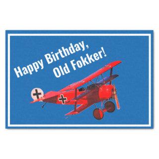 Funny "Old Fokker" Triplane Birthday Tissue Paper