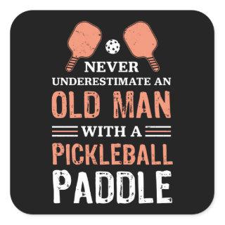 Funny Old Man Pickleball Paddle Gift Square Sticker