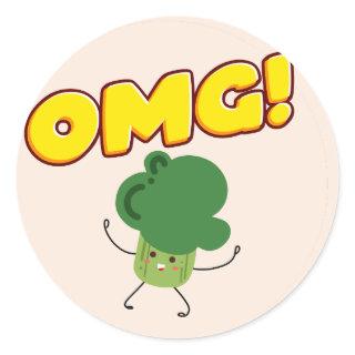 Funny OMG Broccoli Classic Round Sticker
