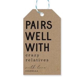 Funny Pairs Well with Crazy Relatives Wine Gift Tags
