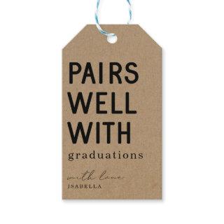 Funny Pairs Well with Graduations Wine Gift Tags