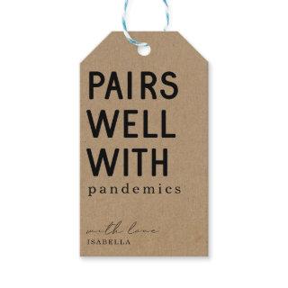 Funny Pairs Well with Pandemics Wine Gift Tags