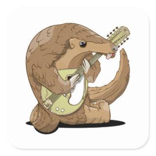 Funny pangolin square sticker