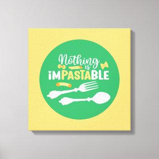 Funny Pasta Food Pun Pastel Color Typography Art Canvas Print