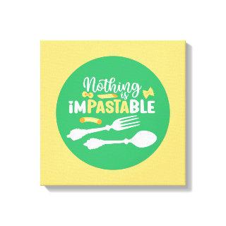 Funny Pasta Food Pun Pastel Color Typography Art Canvas Print