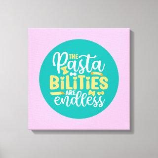 Funny Pasta Pun Pastel Kitchen Typography Art Canvas Print