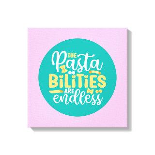 Funny Pasta Pun Pastel Kitchen Typography Art Canvas Print