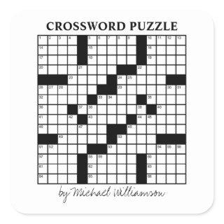 Funny Personalized Black White Crossword Puzzle Square Sticker