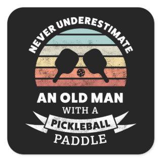 Funny Pickleball Paddle Gift for Grandpa Square Sticker