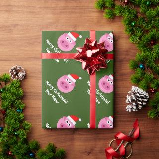 Funny pig Santa cartoon Christmas