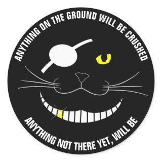 Funny Pirate Smiling Cat With An Eye Patch Classic Round Sticker