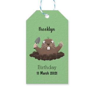 Funny pocket gopher digging cartoon illustration gift tags