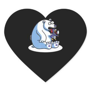 Funny Polar Bear Penguin Ice Cream Animal Lover Heart Sticker