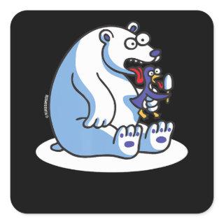 Funny Polar Bear Penguin Ice Cream Animal Lover Square Sticker