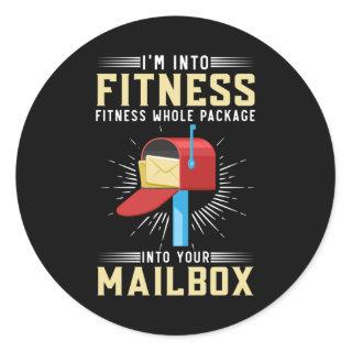 Funny Postal Worker Fitness Postman Classic Round Sticker