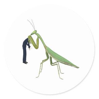 Funny Praying Mantis Eating head Off Human Classic Round Sticker