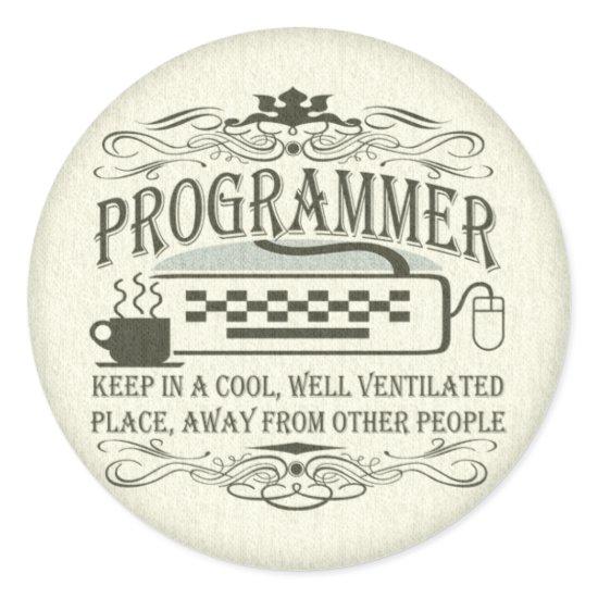 Funny Programmer Classic Round Sticker