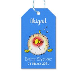 Funny puffer fish porcupine fish cartoon gift tags