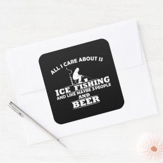 funny quotes about ice fishing and drinking lovers square sticker