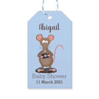 Funny rat with camera cartoon illustration  gift tags