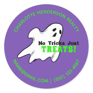 Funny Real Estate Ghost Halloween Classic Round Sticker