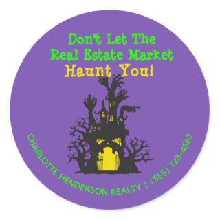 Funny Real Estate Haunted House Halloween Classic Round Sticker
