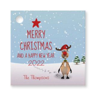 Funny Reindeer Christmas New Year Tree 2022 Favor Tags