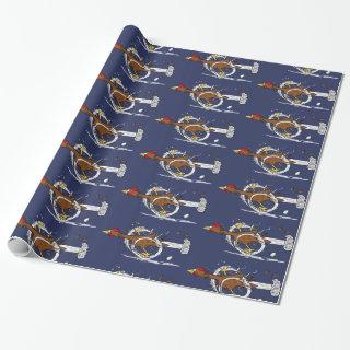 Funny running brown chicken cartoon pattern