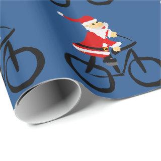 Funny Santa Claus Riding Bicycle Christmas Art