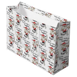 Funny Santa Naughty or Nice Large Gift Bag