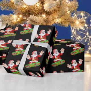 Funny Santa Skateboarding Pattern Christmas