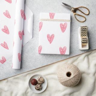 Funny Scribble Red Hearts on White Background
