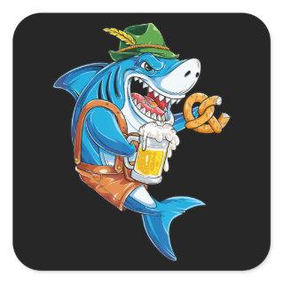 Funny Shark Drink Beer - Crazy Shark Gifts Square Sticker