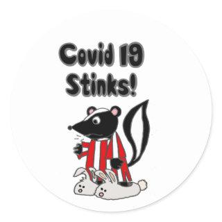 Funny Sick Skunk Covid 19 Stinks Classic Round Sticker