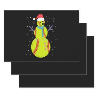 Funny Softball Snowman Christmas New Year Gift  Sheets