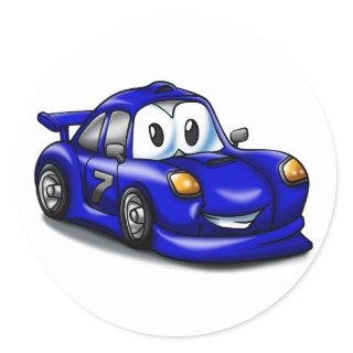 Funny Sport car cartoon | Choose background color Classic Round Sticker