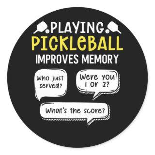 Funny Sports Pickleball Player Classic Round Sticker