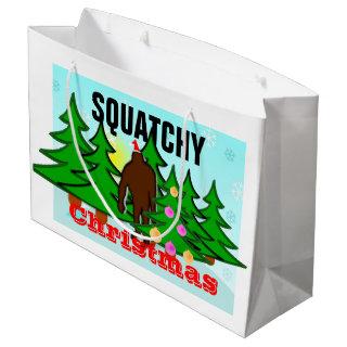 Funny Squatchy Christmas Bigfoot Tacky Large Gift Bag