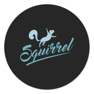 Funny Squirrel silhouette Classic Round Sticker