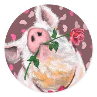 Funny Sticker with Gentleman Pig - Love