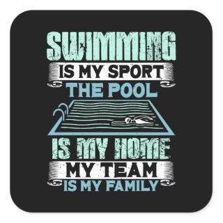 Funny Swimming Quote Square Sticker