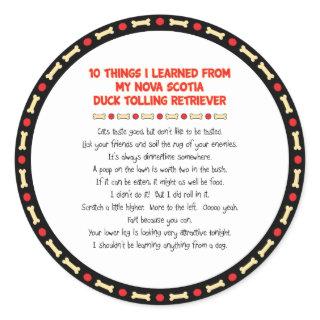 Funny Things Learned From Nova Scotia Duck Toller Classic Round Sticker