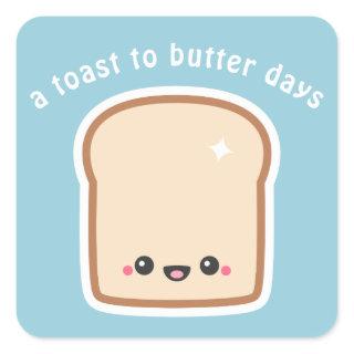 Funny Toast with Happy Face Square Sticker