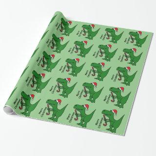 Funny Trex Dinosaur Christmas Gift Wrap